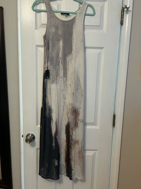 Abstract Print Maxi Dress - Neutral Tones